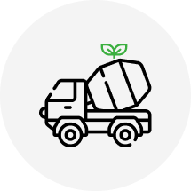 Graphic of concrete truck with a plant growing out the top