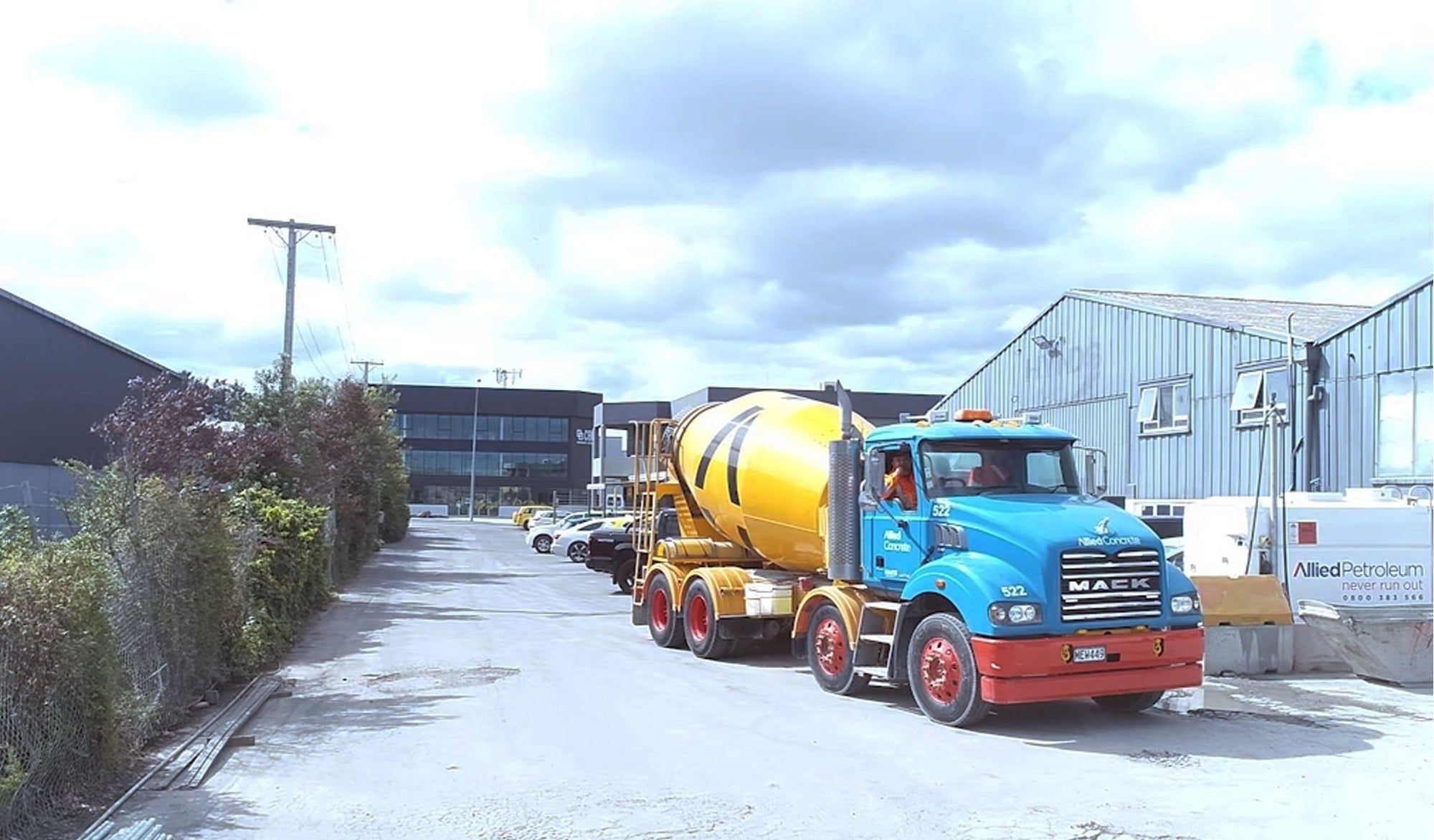 Allied Concrete truck driving into the Envirocon Penrose Plant