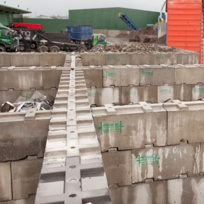 Interbloc concrete blocks used for a scrap metal yard 2