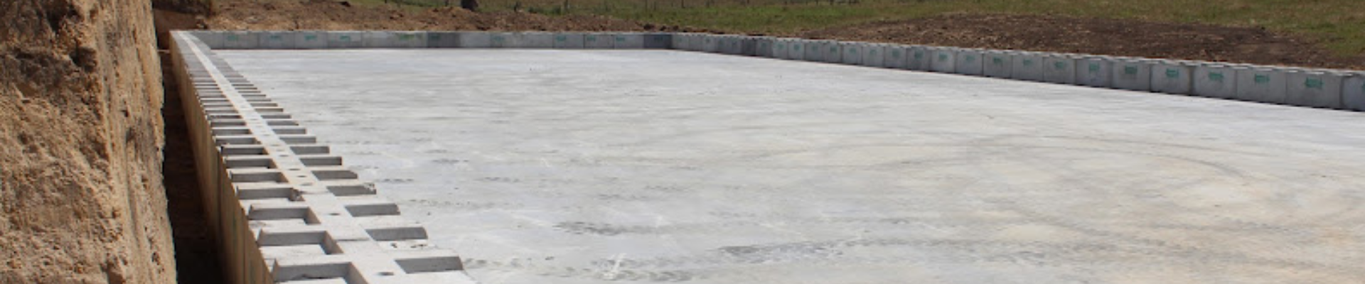 Wide shot of a silage bunker made with Interbloc concrete blocks