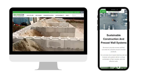 Computer with Envirocon Homepage on the left and mobile to the right