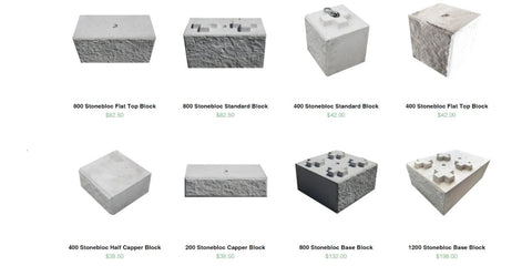 Some of the Stonebloc Shop Range